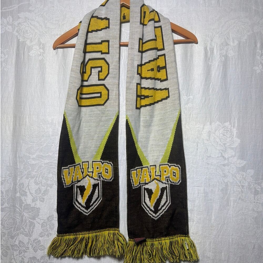 Valporaiso University Scarf Valpo Crusaders Knit Fringe Gold Brown White